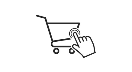 Sale Click Shopping Cart and Hand Cursor Flat Vector Icon