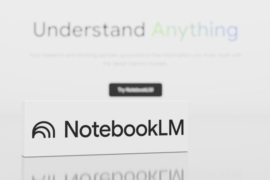 Guilherand-Granges, France - February 03, 2026. NotebookLM is an AI research tool by Google that analyzes uploaded documents to generate summaries, answers, and audio overviews.