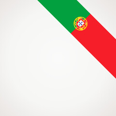 Corner slanted ribbon flag of Portugal for a top right area of a page.