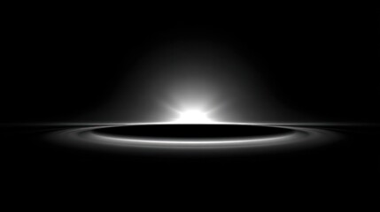 A celestial body with a glowing ring, shining brightly in the dark space environment from a distant viewpoint