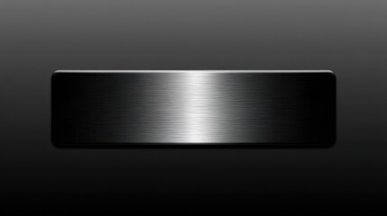 A sleek metallic plaque is centered on a dark gradient background from a straight-on viewpoint as a single object