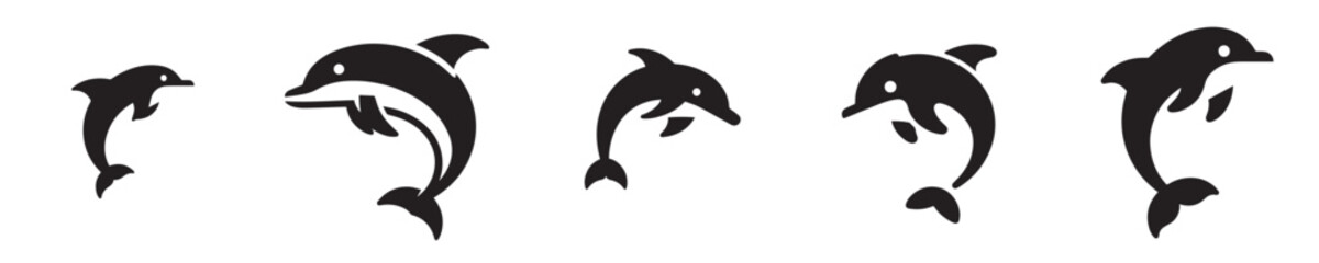 Minimalist Dolphin Silhouette Flat Vector © delly