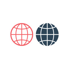 Globe icons set, isolated. Flat design.