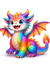 colorful baby dragon isolated image