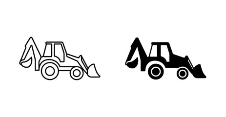 Backhoe Loader Construction Equipment Line Icon