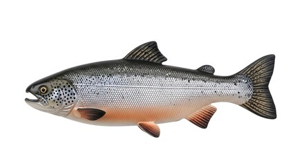 Obraz premium Detailed salmon with realistic scales and fins on white background