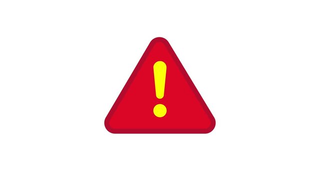 Warning exclamation mark animation, danger triangle icon. Exclamation mark and caution warning sign. Caution warning in triangle. Warning road sign. 4k video