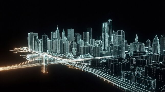 LiDAR Cityscape Wireframe Point Cloud Visualization