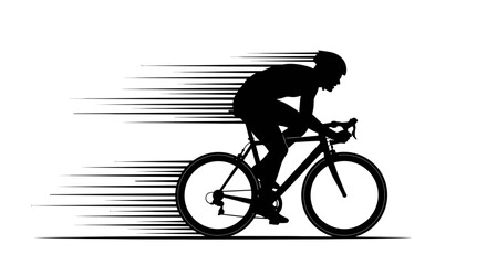 Speeding Cyclist Silhouette with Motion Blur for Competitive Sport on Isolated White Background © ZAENAL