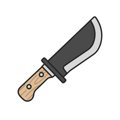 Simple cartoon utility knife illustration with wooden handle and dark blade on white background, perfect for icons, designs, and graphic resources.