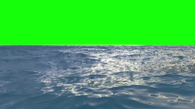 Animated ocean waves with green screen 3d