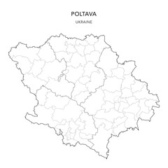 Fototapeta premium Vector Map of Poltava Oblast with Administrative Subdivisions of Raions (Districts), Hromadas (Communities) and Urban Raions (City Districts) of Poltava and Kremenchuk - Ukraine 2026