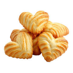 Puff cookies in heart shape isolated [Transparent Background PNG].
