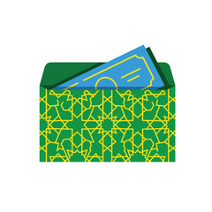 Green Holiday Envelope with Money THR Flat Vector