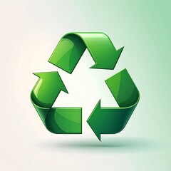 Obraz premium Recycle icon green color on pastel retro gradien isolated on white and transparent background Remove png