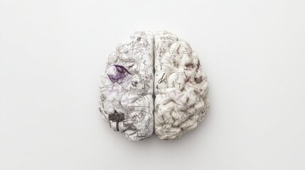 hemispheres. Abstract human brain illustration divided into left and right hemispheres with creative textured design. wellbeing guides.
