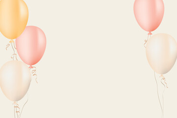 Birthday Background with Pastel Balloons and Copy Space