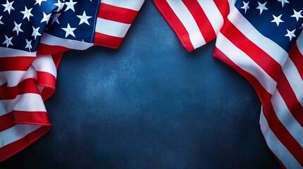 american flag frame on textured background with copy space