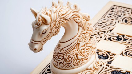 Naklejka premium Ornate chess piece of a horse.