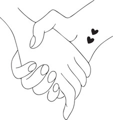 A simple, minimalist line drawing of two hands clasped together