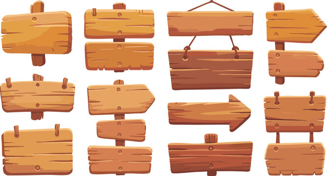 A set of wooden boards and frames in vector format, ideal for restaurant menus, signboards, and vintage-style designs
