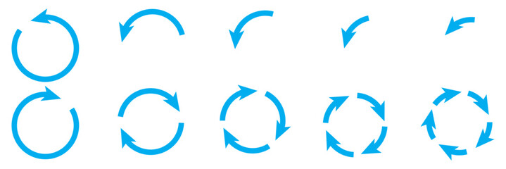 Fototapeta premium circle arrow icon set. circular arrow icon, refresh, reload, rotation. Green recycle vector icon symbol. Repeat and reload icons set and arrow rotation circle