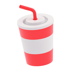 3D illustration of red and white soda cans and glasses placed inside a trash bin icon on a white background