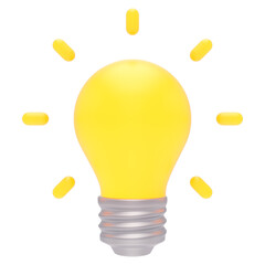 A bright yellow light bulb icon illustration representing ideas, creativity, and inspiration
