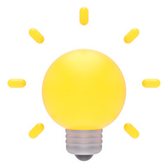 A bright yellow light bulb icon illustration representing ideas, creativity, and inspiration