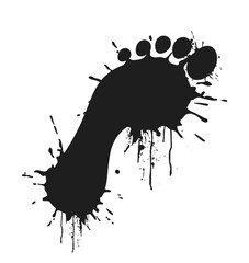 wet muddy messy bare foot footprint paint splatter element vector illustration isolated on transparent background