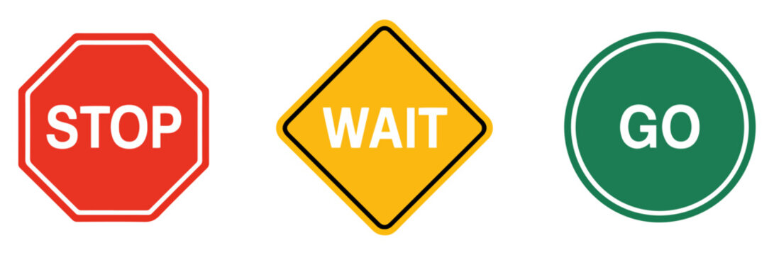 stop wait go traffic sign icons