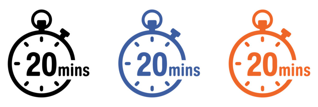 twenty minute timer clock icon set
