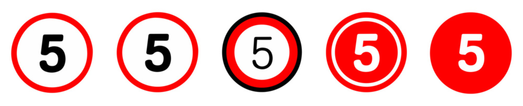 5mph speed limit icon set