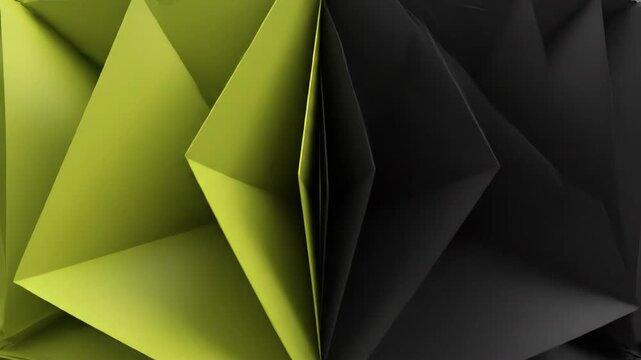 Abstract Geometric Shapes in Lime Green and Dark Gray.