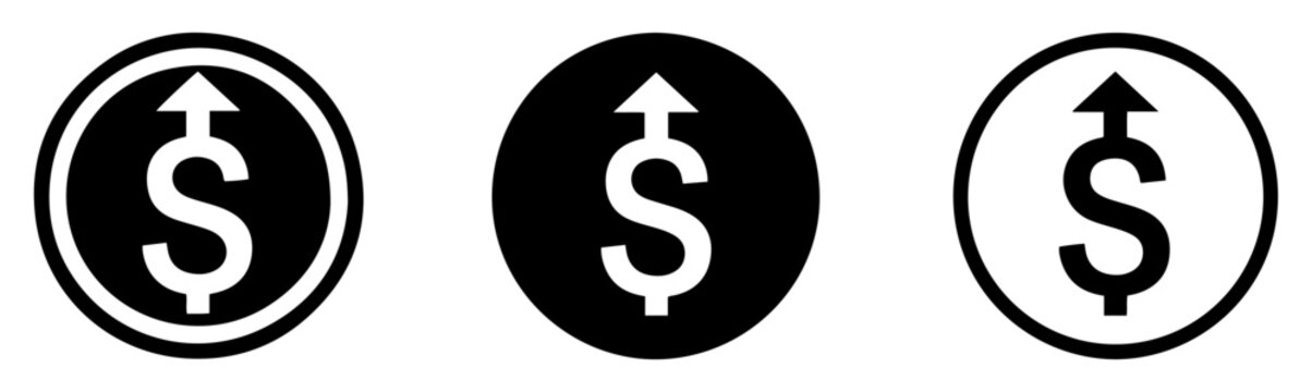 cost increase inflation icon set