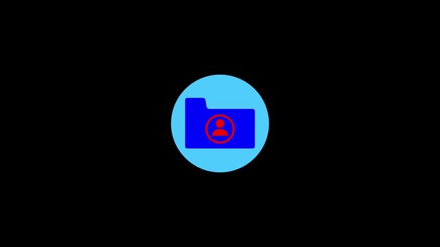 File contact icon animated on a black background. 4k video