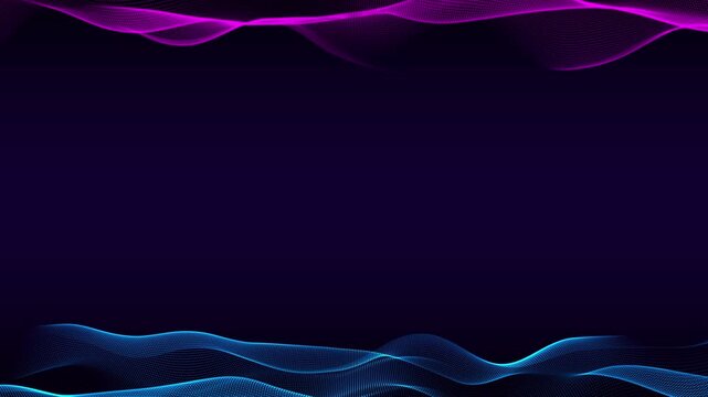 abstract blue and pink border frame with wave lines flow animation, futuristic ai technology and science social media motion background