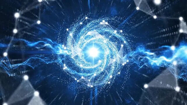 Abstract Digital Network with Binary Code and Light