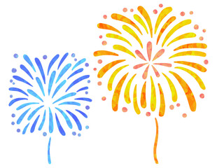 二発の花火のイラストセット ベクター素材