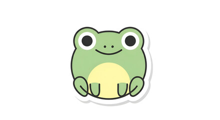 Obraz premium Cute cartoon frog with big eyes and happy face