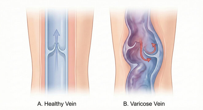 Comparison of Healthy Vein and Varicose Vein with Damaged Valve