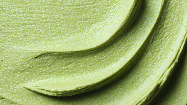 Fresh mixture of green paste spread on a surface at a kitchen in the afternoon