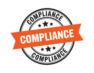 Fototapeta premium Compliance seal with ribbon banner official certification and regulatory adherence