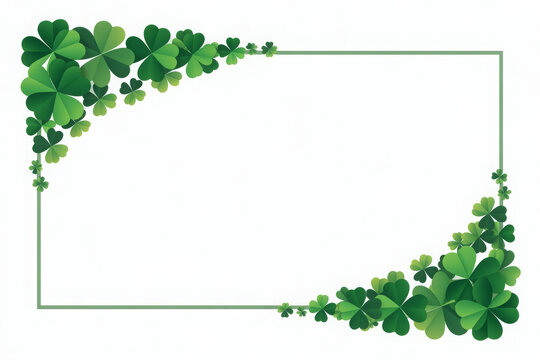st patricks day clover leaves frame background 
