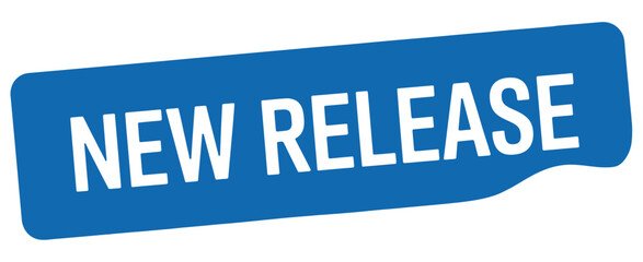 Bold blue ribbon banner proclaims a new release announcement with white text