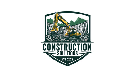 Construction excavator digging earth in a quarry site. © dedi