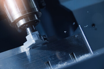Precision engineering, cnc milling machine cutting metal with precision detail