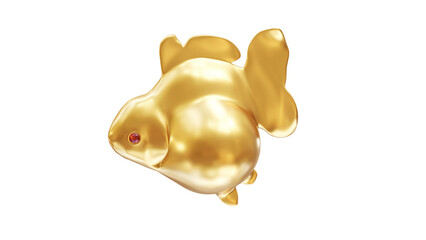 golden goldfish 3d rendering