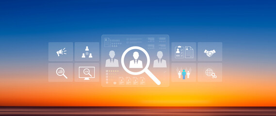 Job search concept. HR or Hiring Human Resources, unemployment finding job search for resume register job interview, find your career. headhunting and recruitment process. not ai