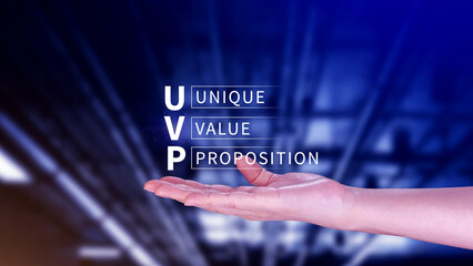 UVP, Unique Value Proposition symbol. Business and Unique Value Proposition concept, symbolizing strategic business planning and analysis.